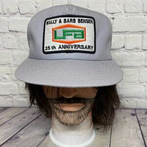 Vintage Hat Cap Snapback Gray UFA 25th Anniversary Giant Embroidered Logo Patch